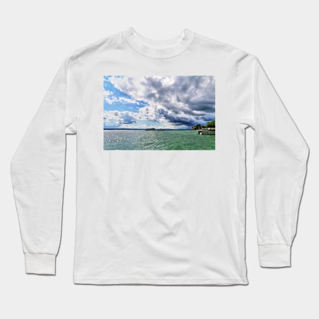 Upcoming Thunder Storm over Lake Constance near Hagnau Long Sleeve T-Shirt by holgermader